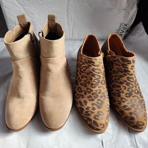 Tan and Leopard Print Ankle Boots